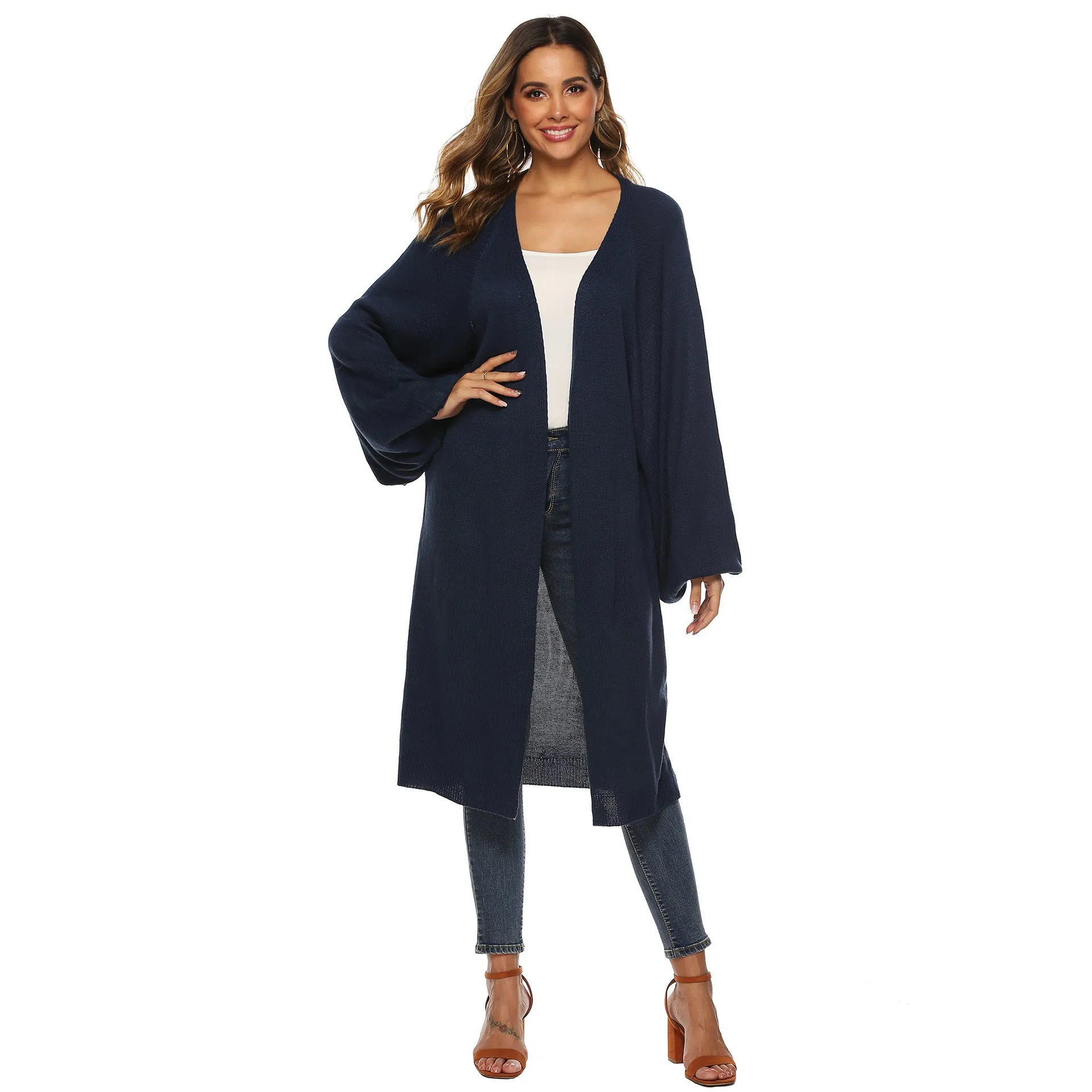 Loose-Knitted Bat Sleeve Coat