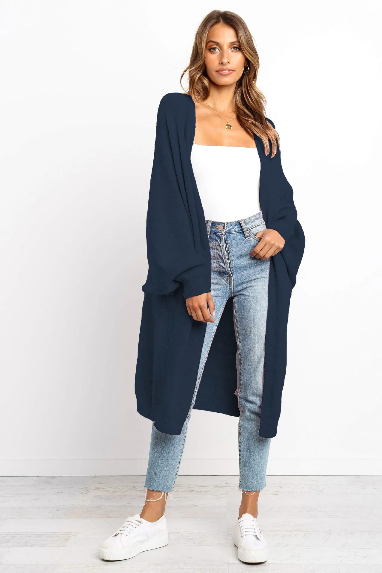 Loose-Knitted Bat Sleeve Coat