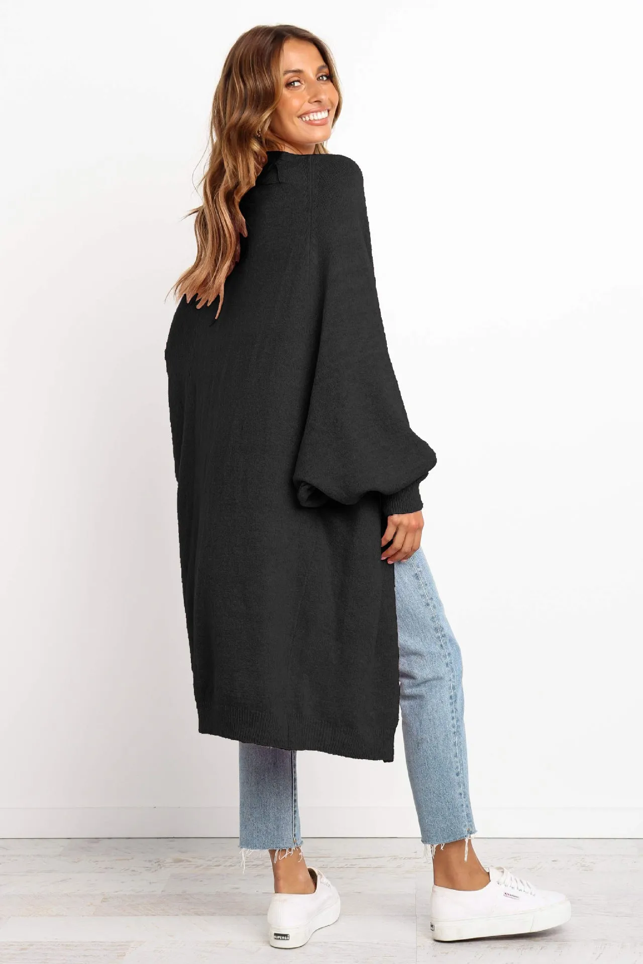 Loose-Knitted Bat Sleeve Coat