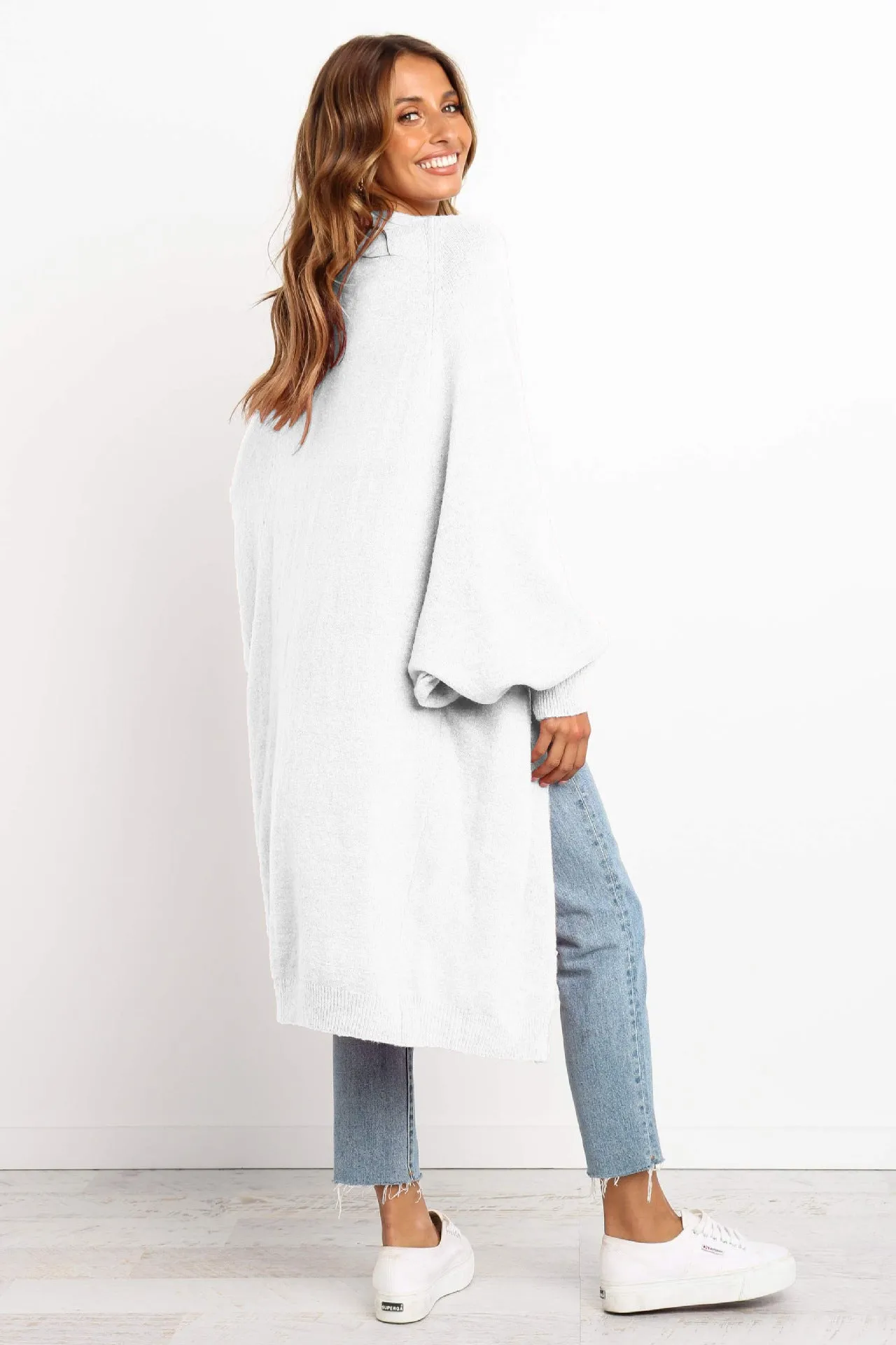 Loose-Knitted Bat Sleeve Coat