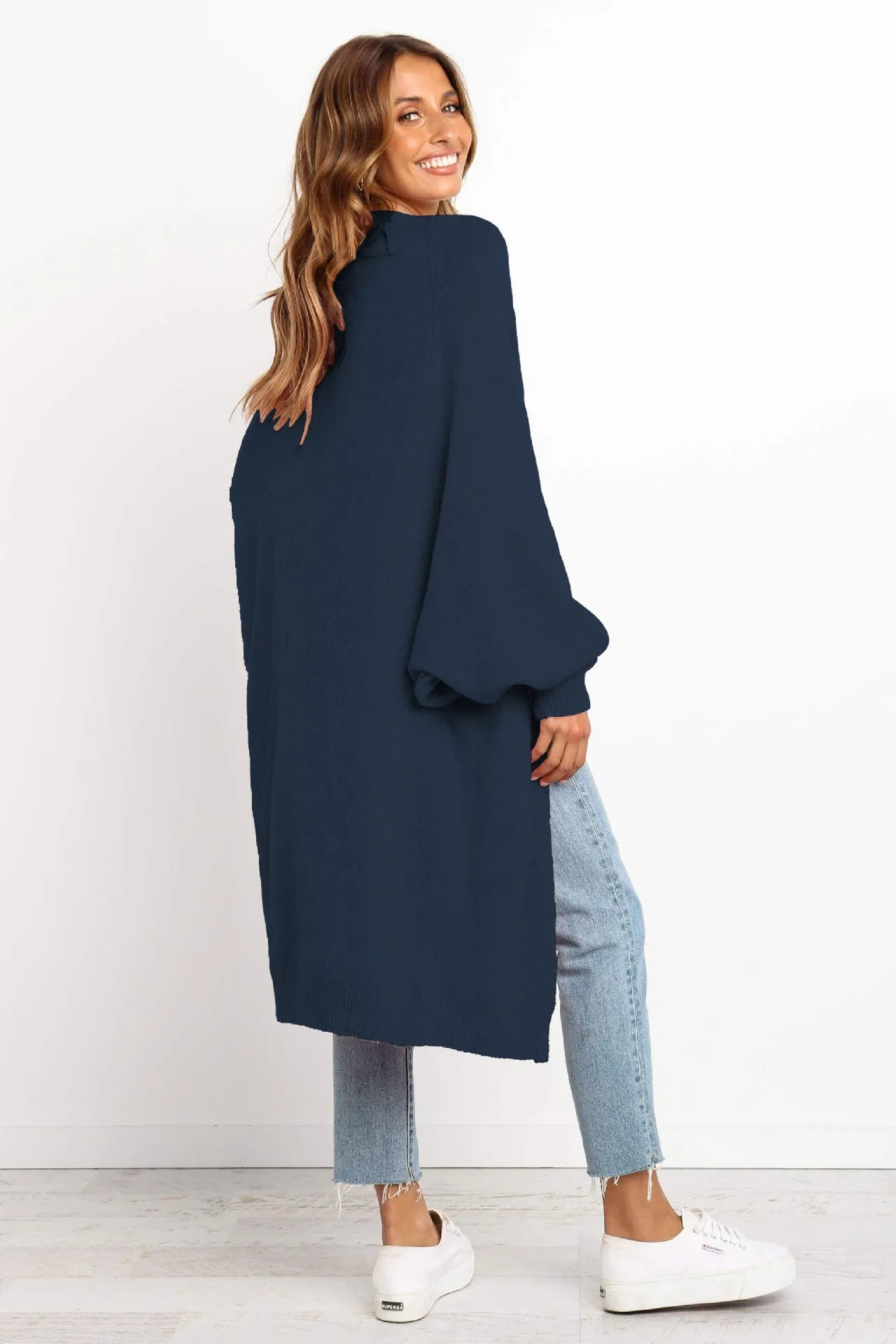 Loose-Knitted Bat Sleeve Coat