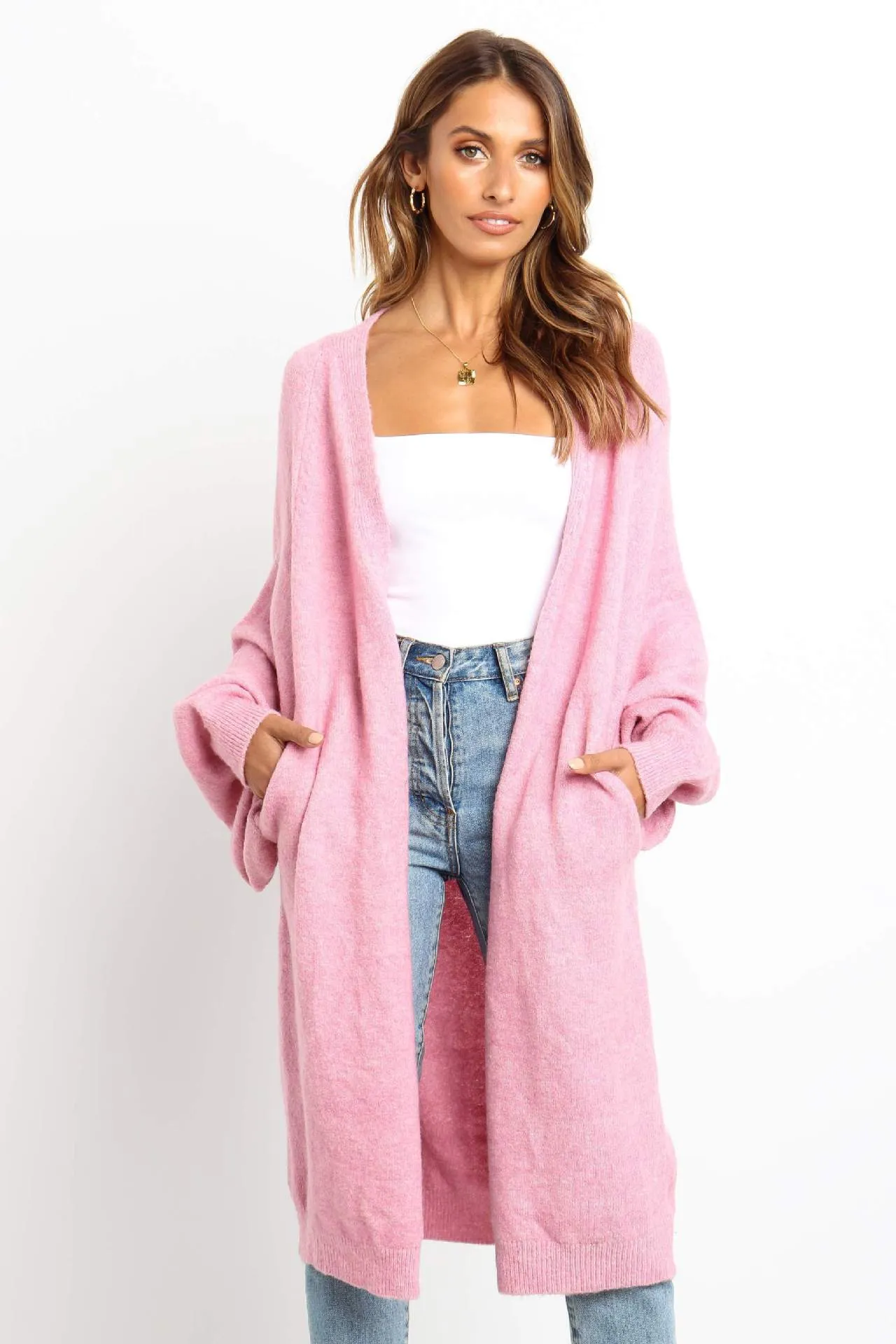 Loose-Knitted Bat Sleeve Coat