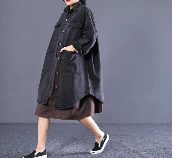 Loose Long Hooded Casual Coat A line Parka Plus Size Coat Jacket