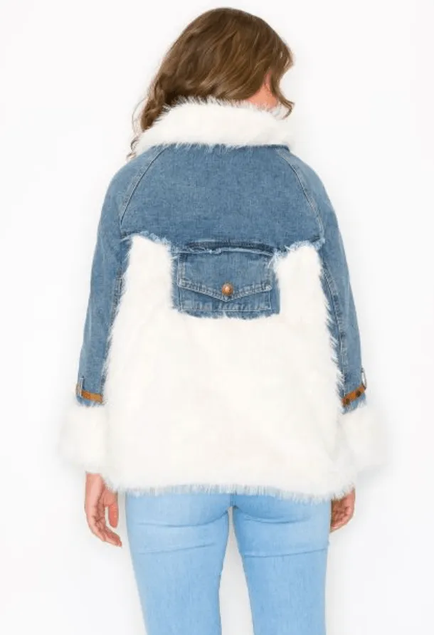 Ma Cherie Furry Denim Jacket MJK4197