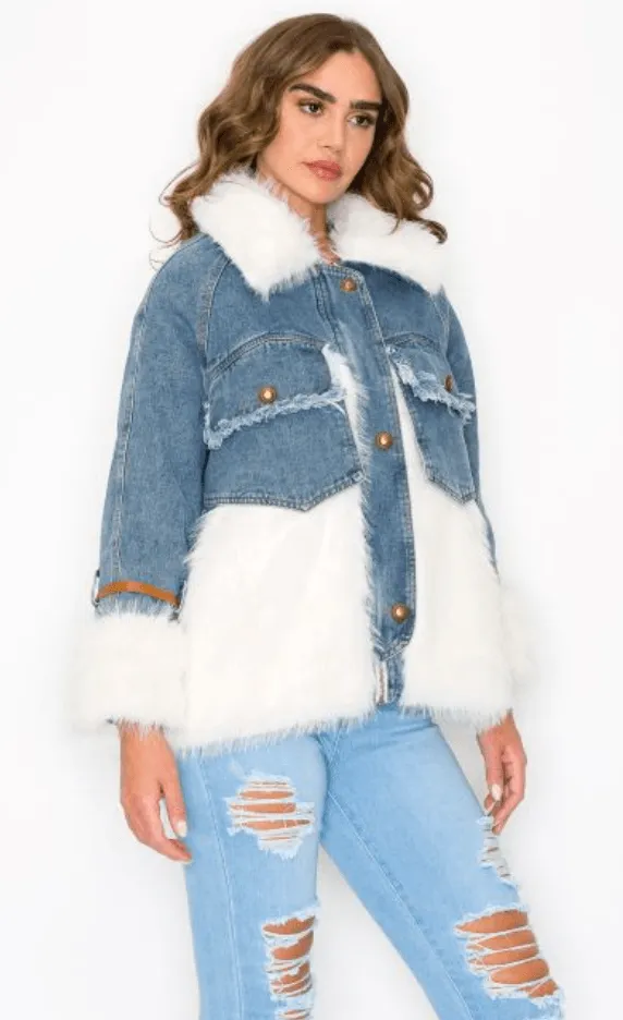 Ma Cherie Furry Denim Jacket MJK4197