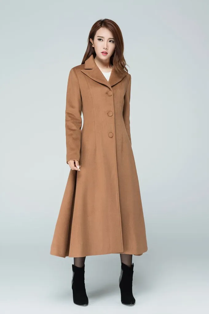 Maxi Wool Coat With Capelet For Women 1599#