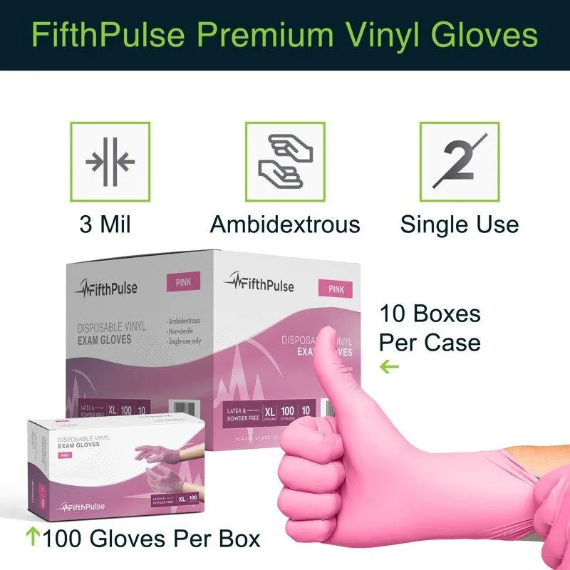 Medical Grade Vinyl Gloves - Pink