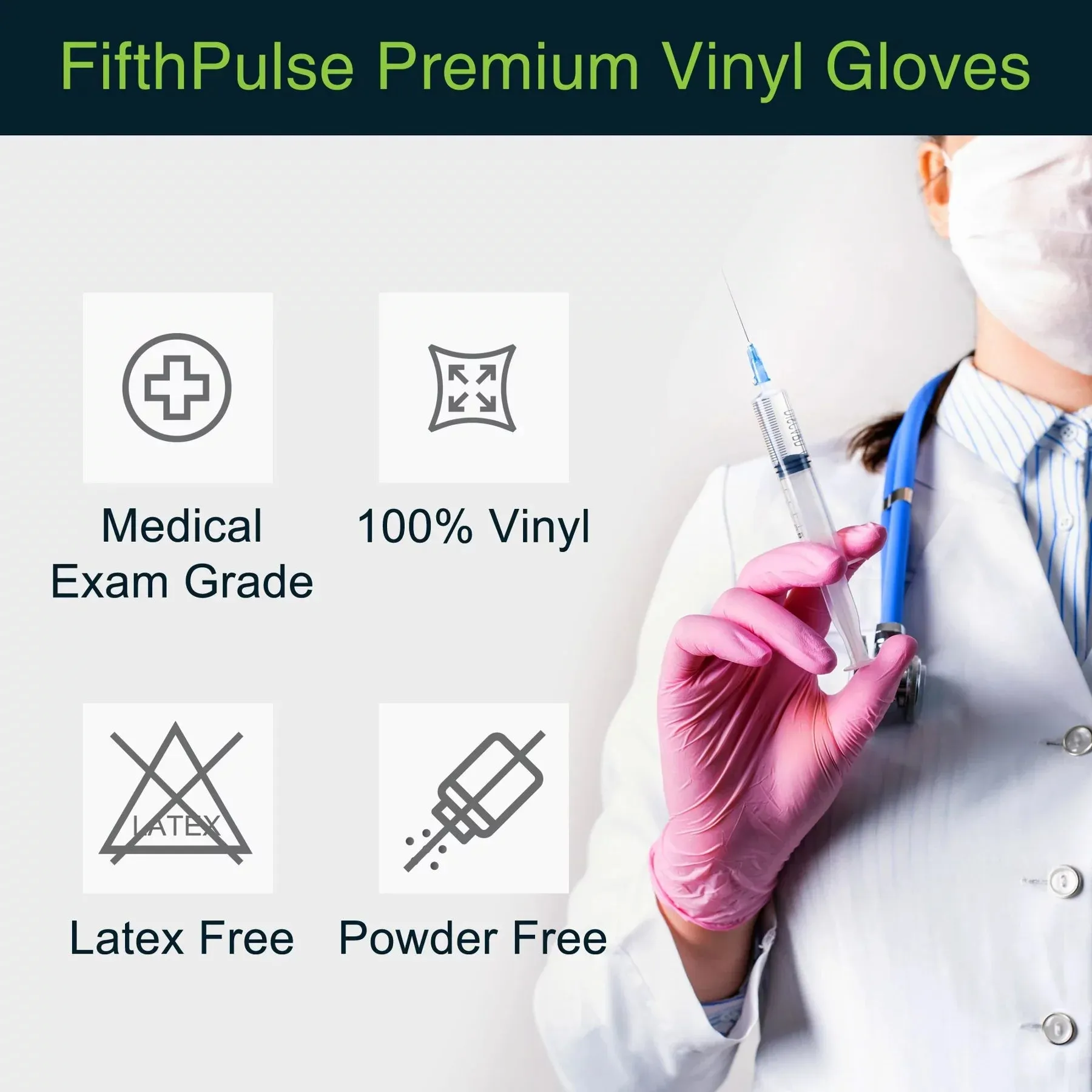 Medical Grade Vinyl Gloves - Pink