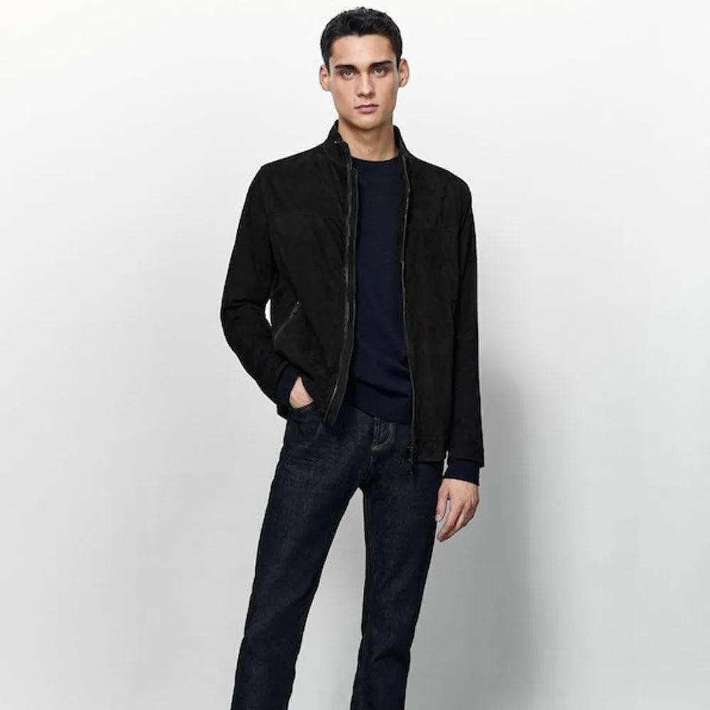 Men's Black Suede Biker Jacket