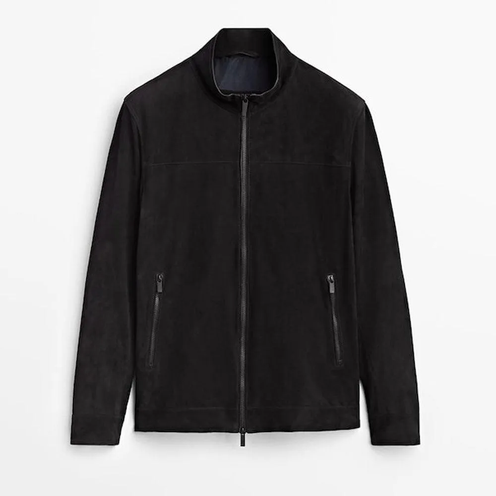 Men's Black Suede Biker Jacket