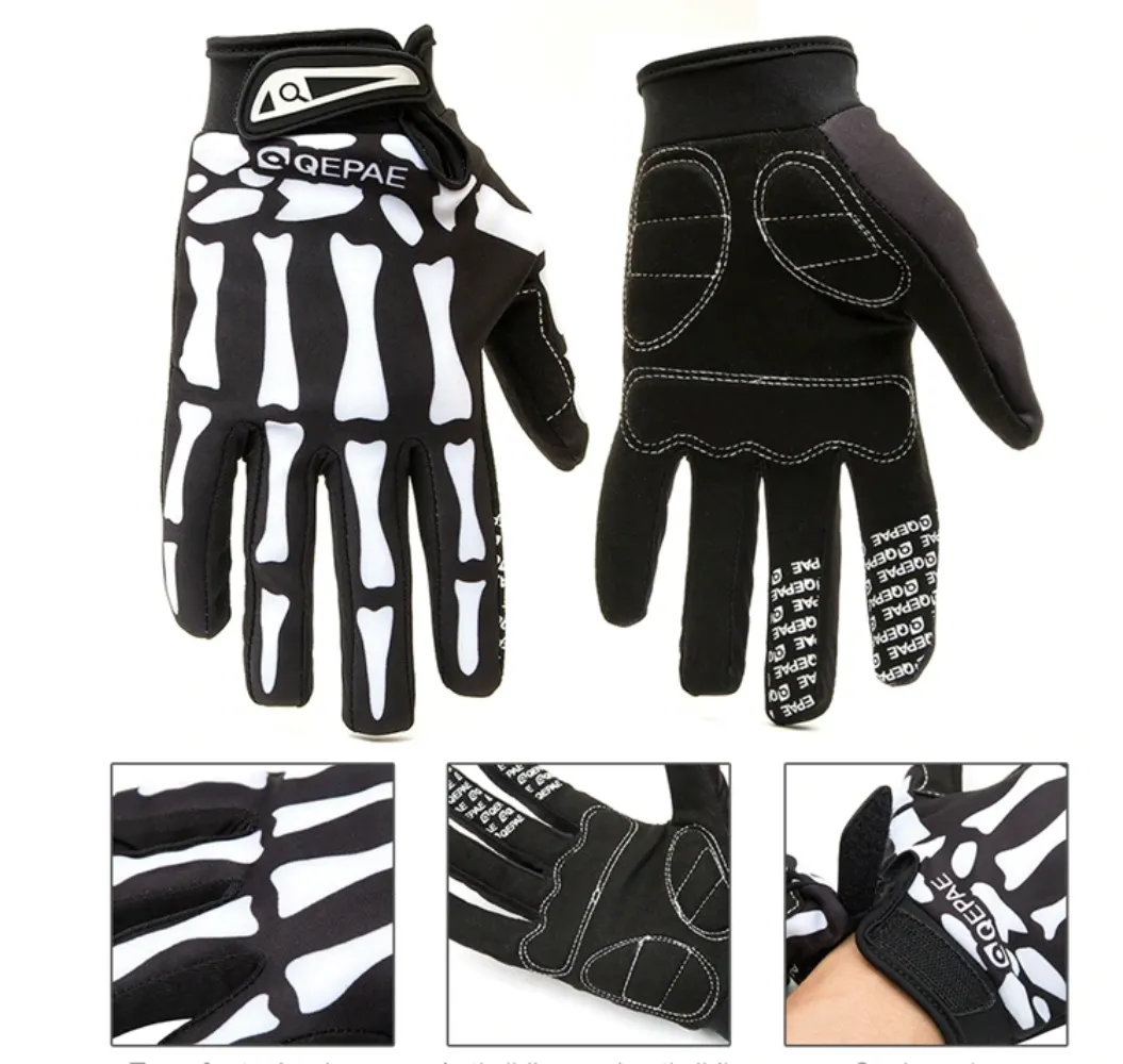 Mens Full Finger Skeleton Gloves