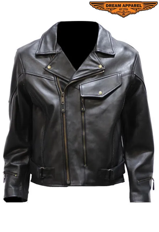 Mens Leather Braided Pistol Pete Jacket