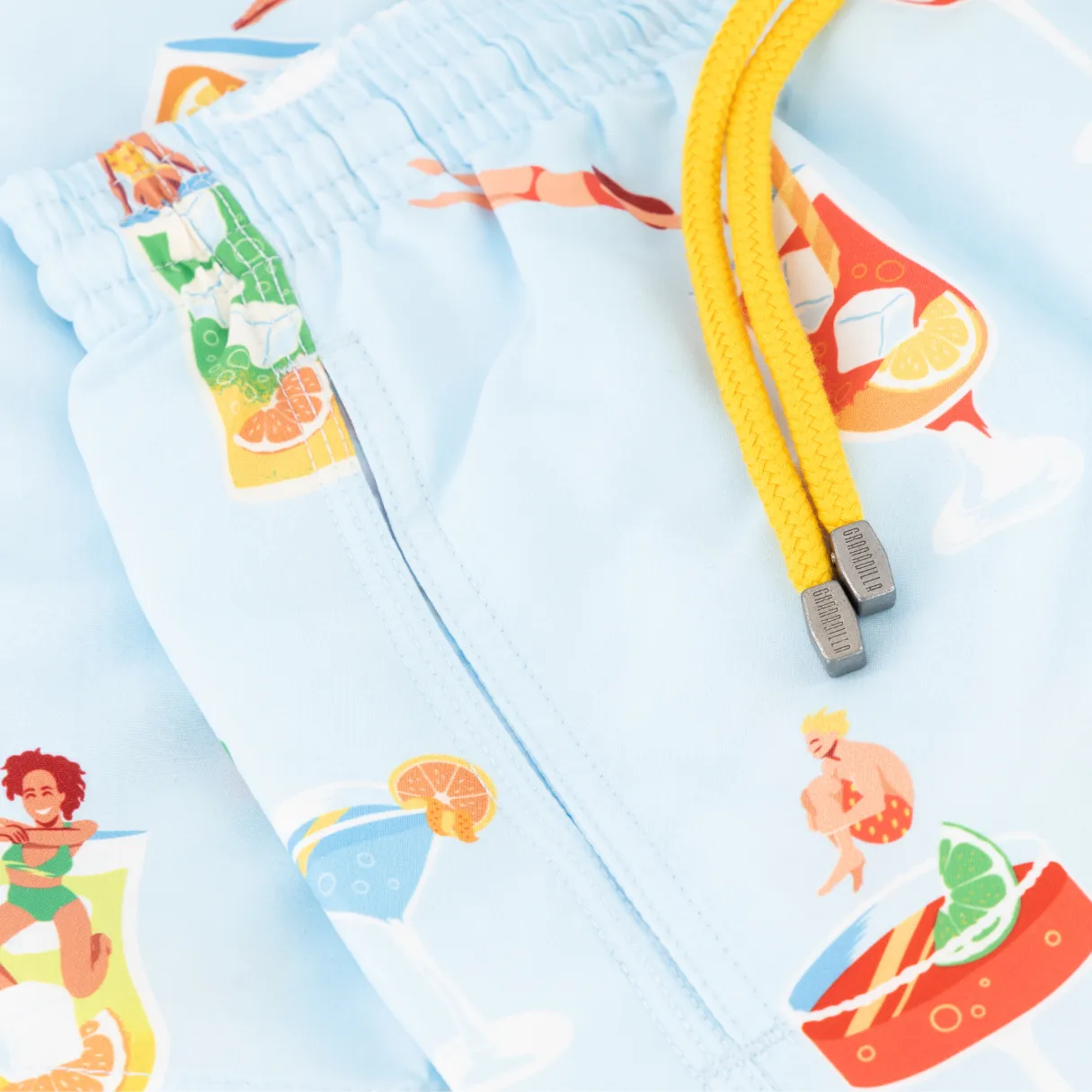 Mid-length Swim Shorts | Tipsy Diver / Light Blue