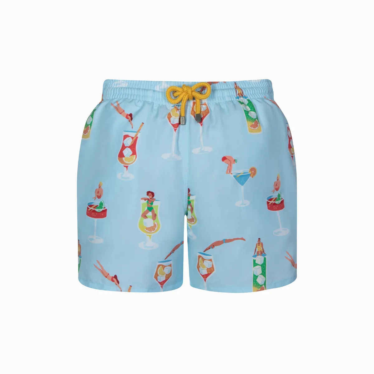 Mid-length Swim Shorts | Tipsy Diver / Light Blue