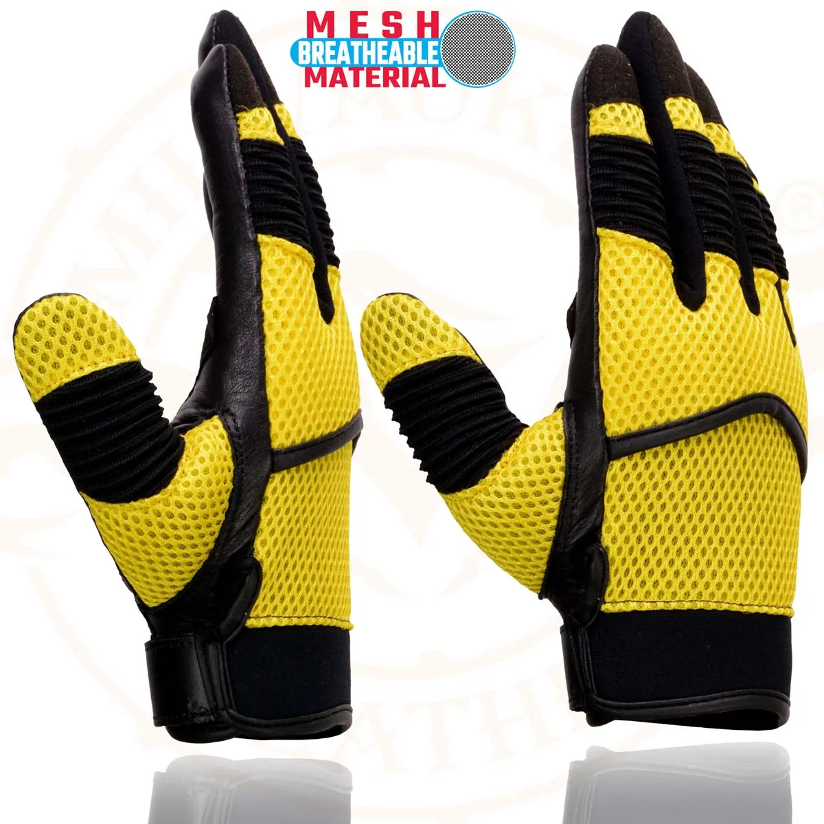 Milwaukee Leather SH791 Men's Black Leather and Yellow Mesh Combo