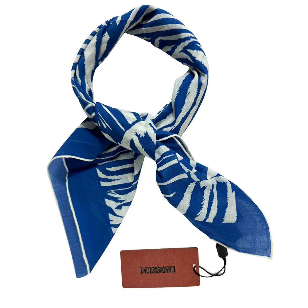 Missoni Small Cotton Scarf Blue White Women Collection