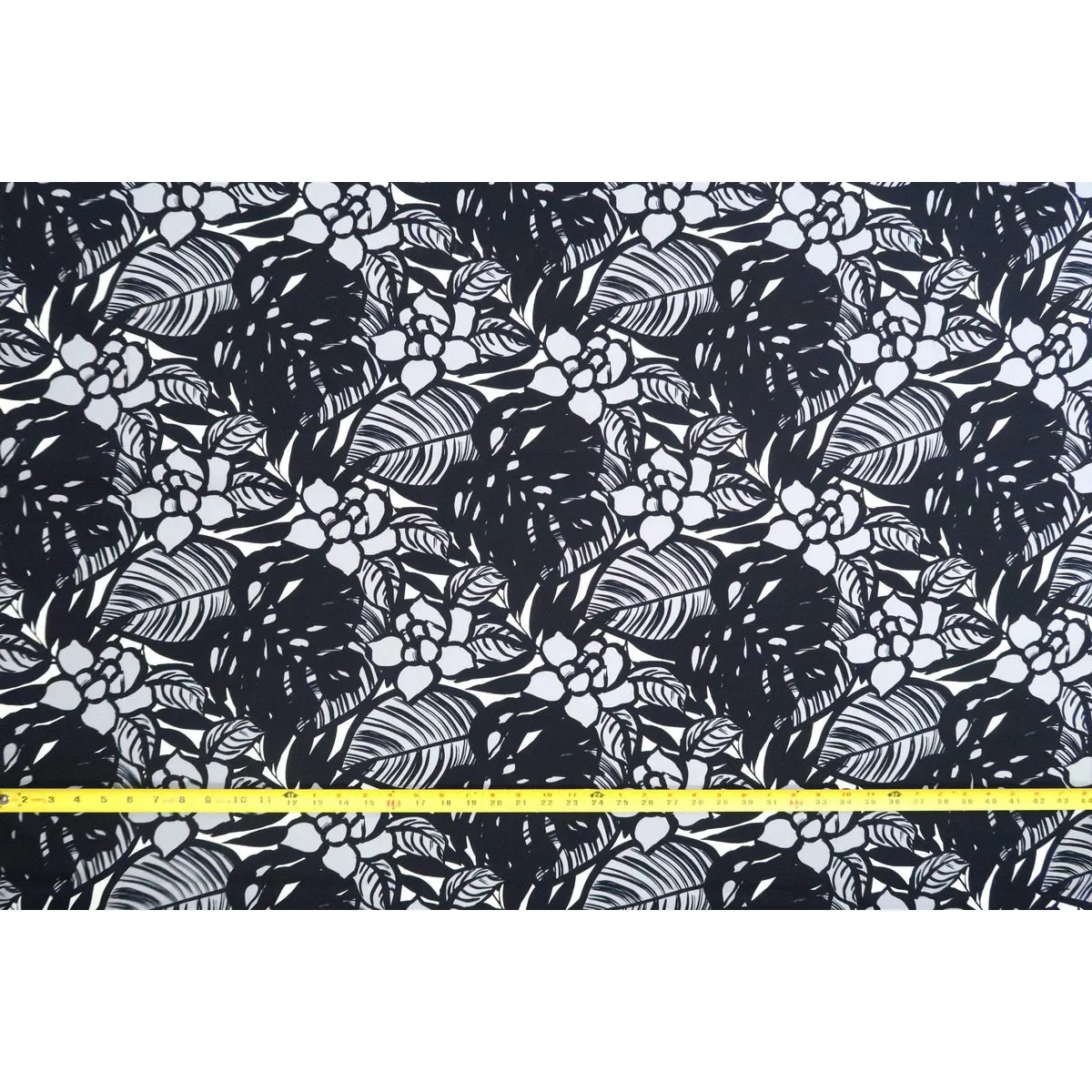 Modern Floral Cotton Fabric | Black & Grey