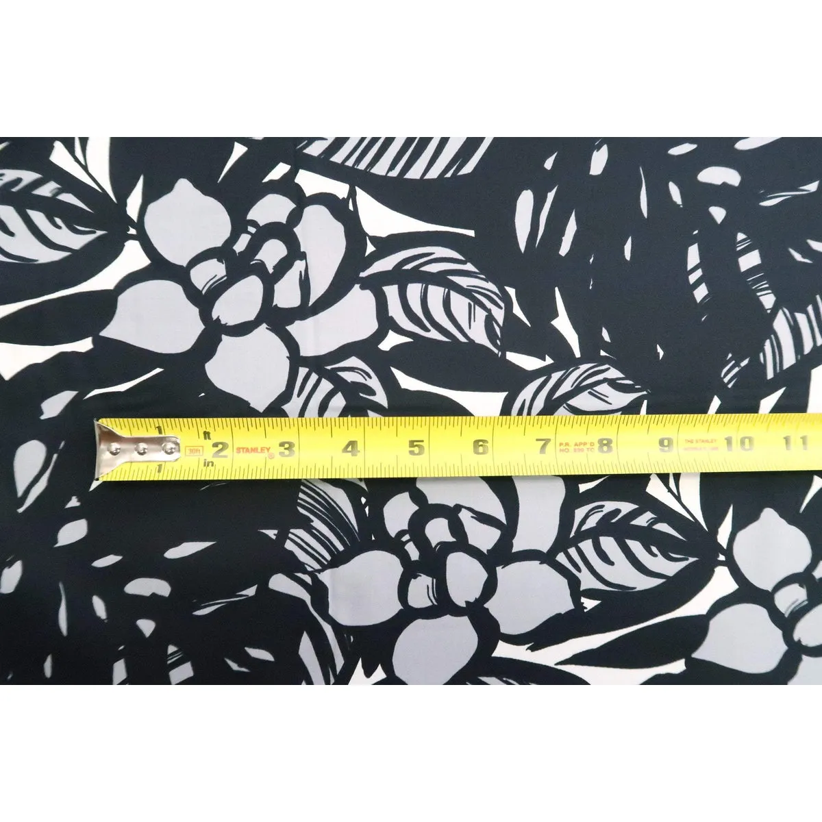 Modern Floral Cotton Fabric | Black & Grey