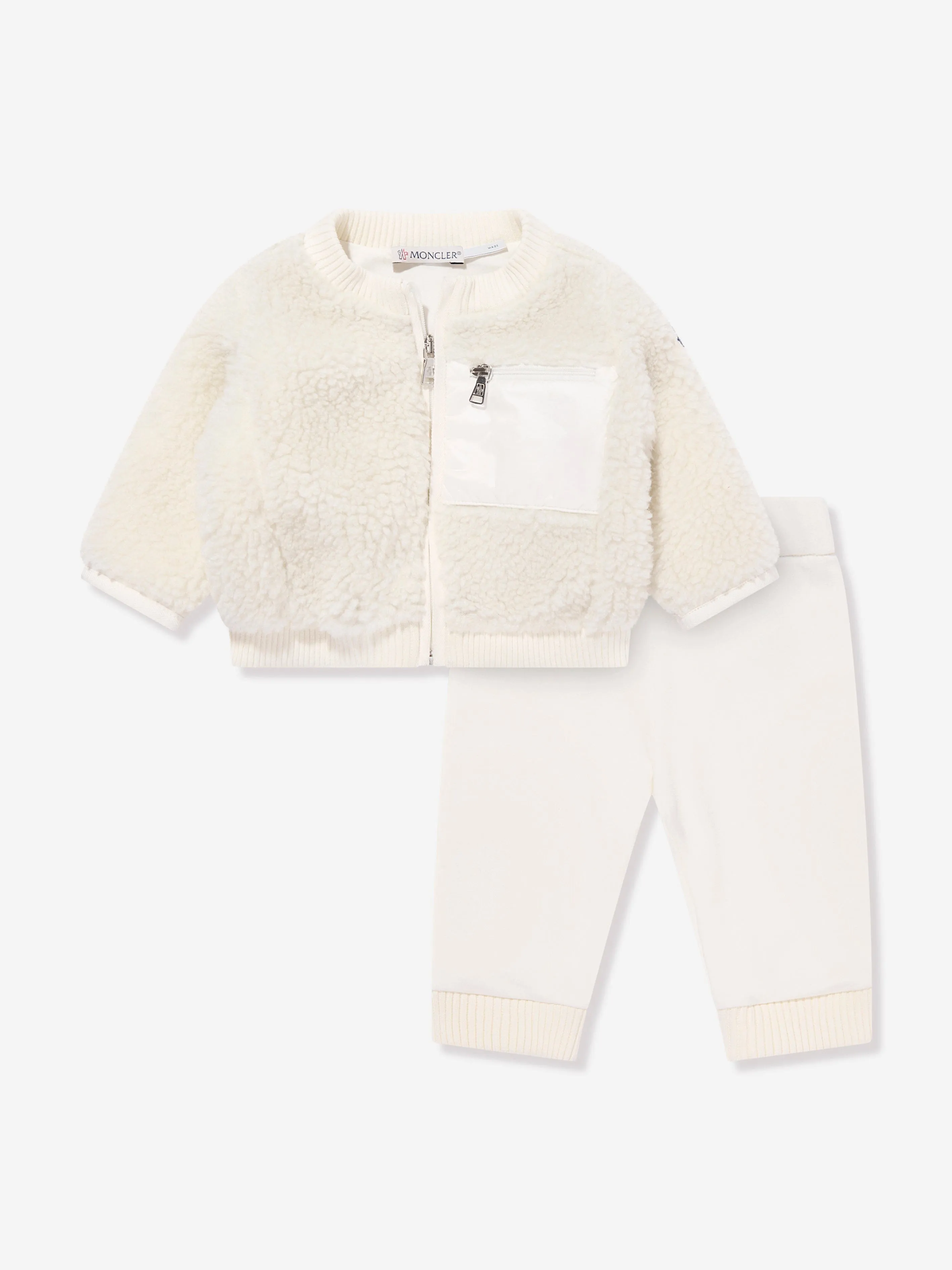 Moncler Enfant Baby Teddy Fleece Tracksuit in Ivory