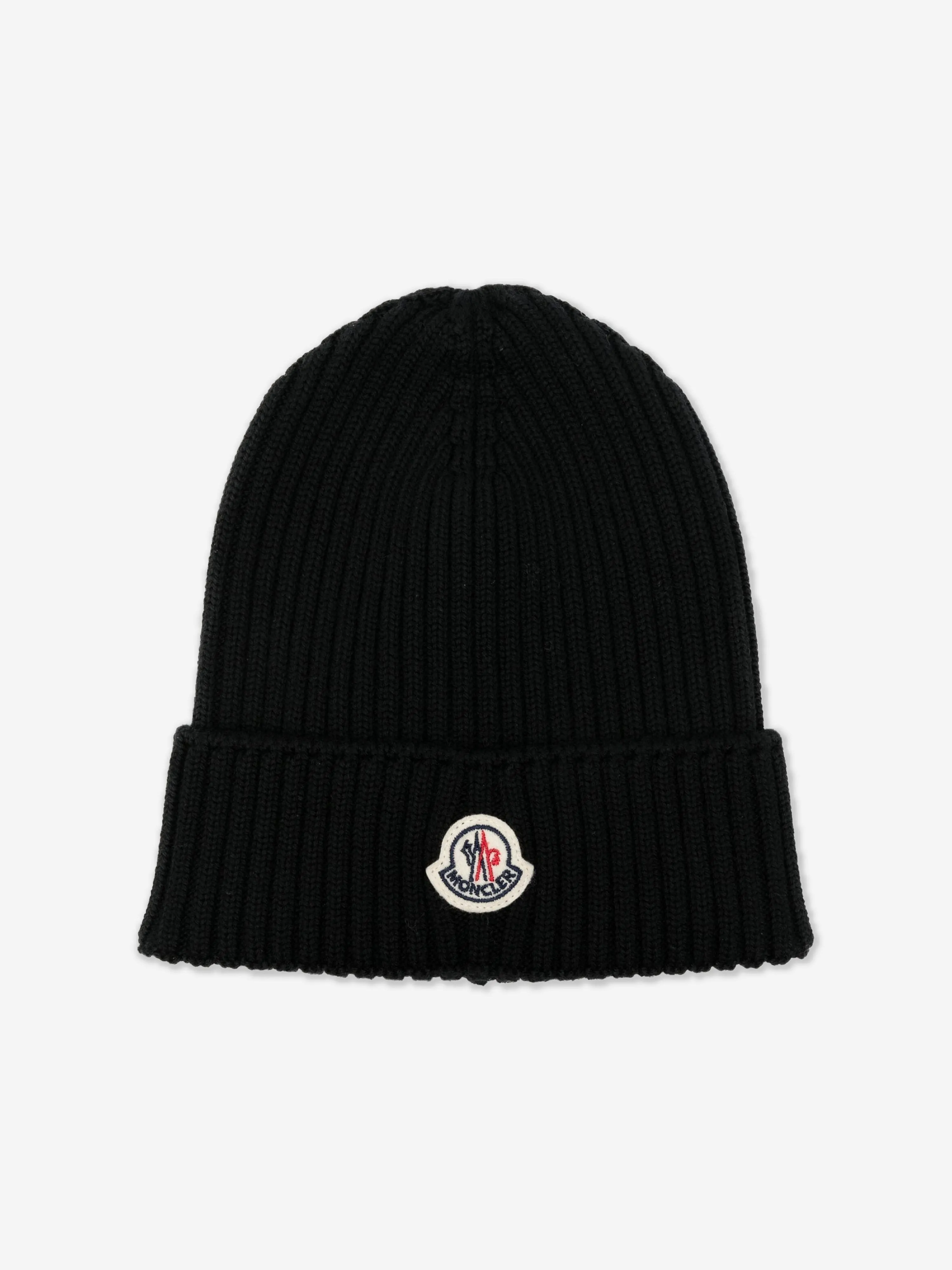 Moncler Enfant Boys Wool Beanie Hat in Black