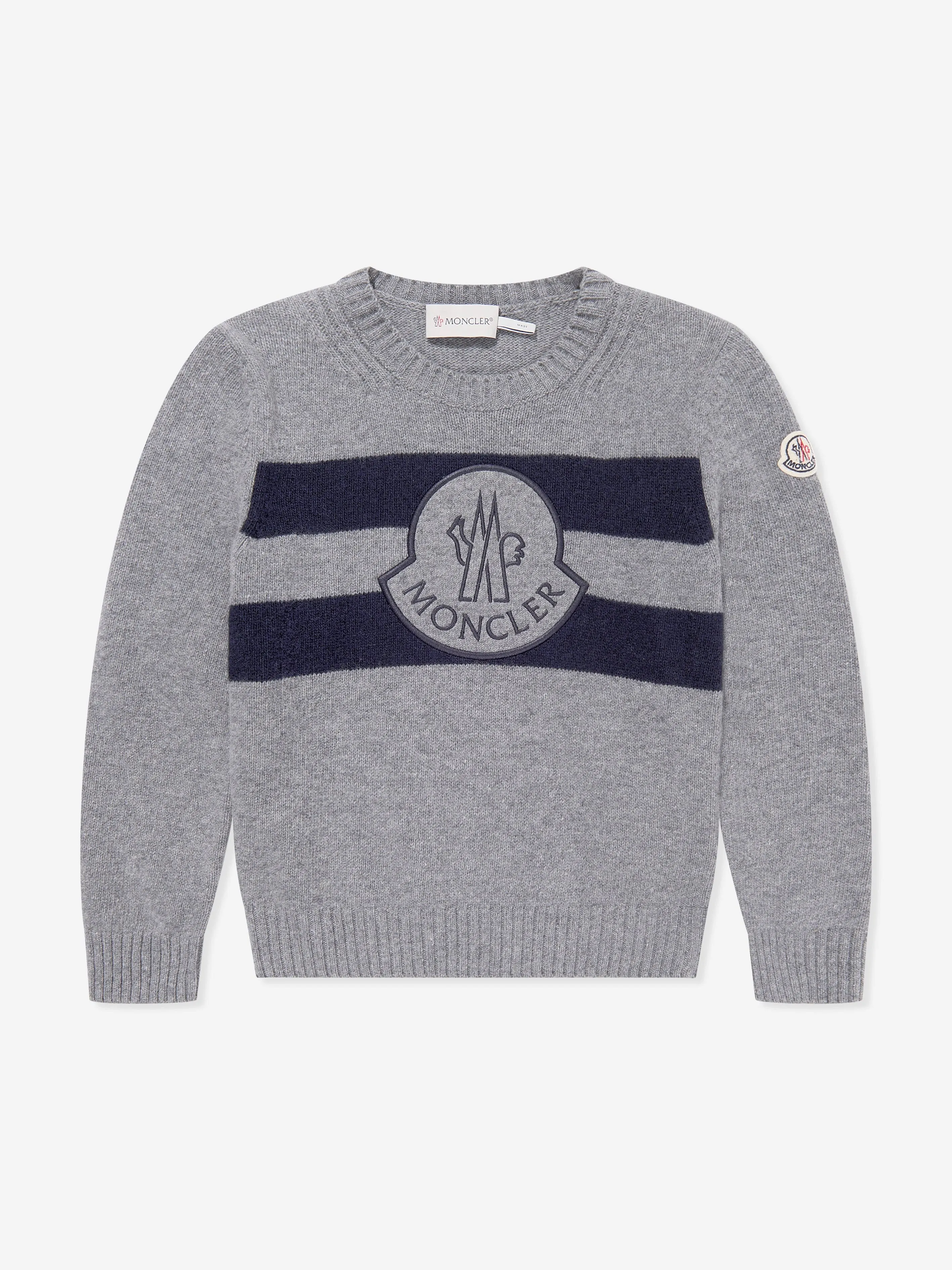 Moncler Enfant Boys Wool Knitted Jumper in Grey