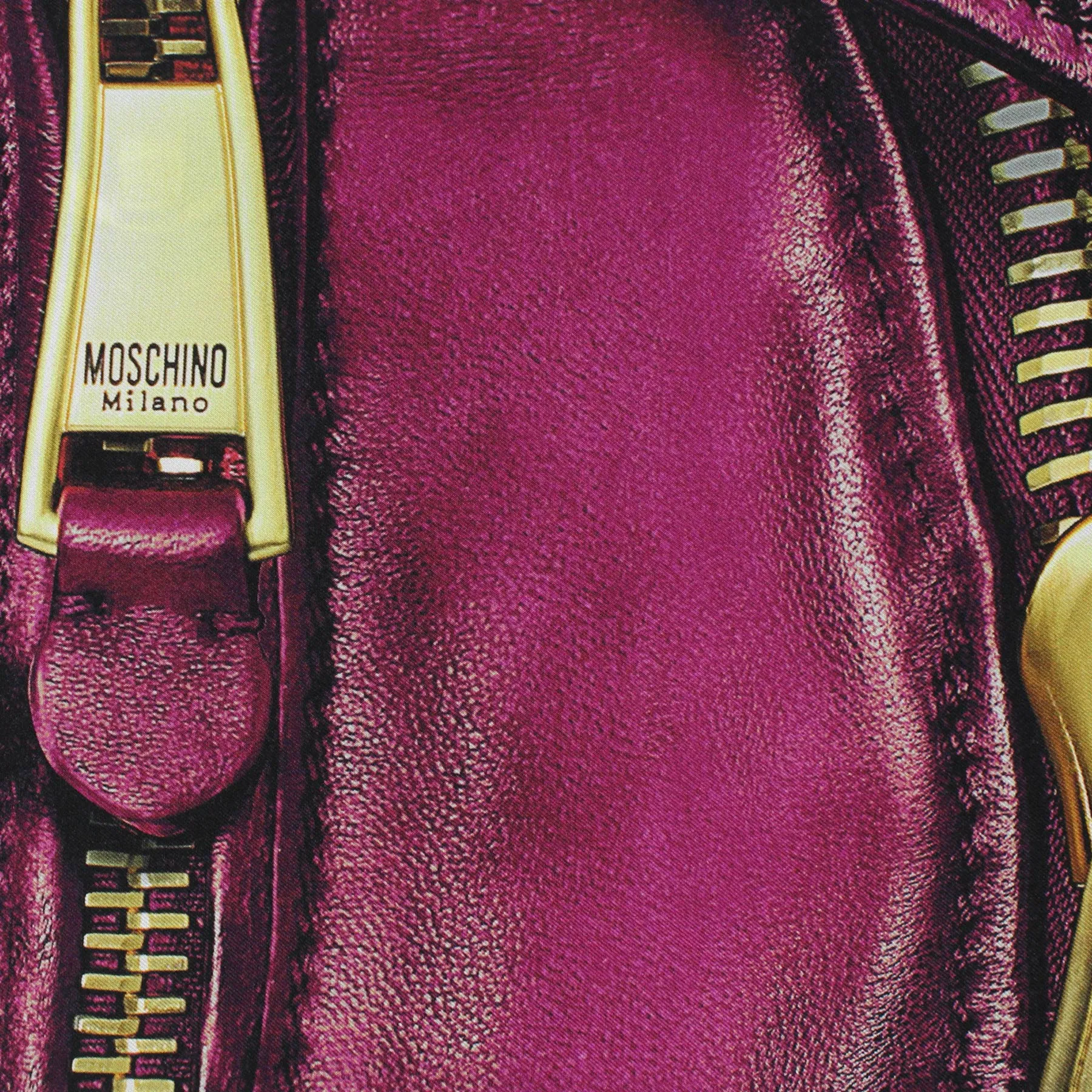 Moschino Scarf Magenta Leather Jacket - Large Square Silk Foulard SALE