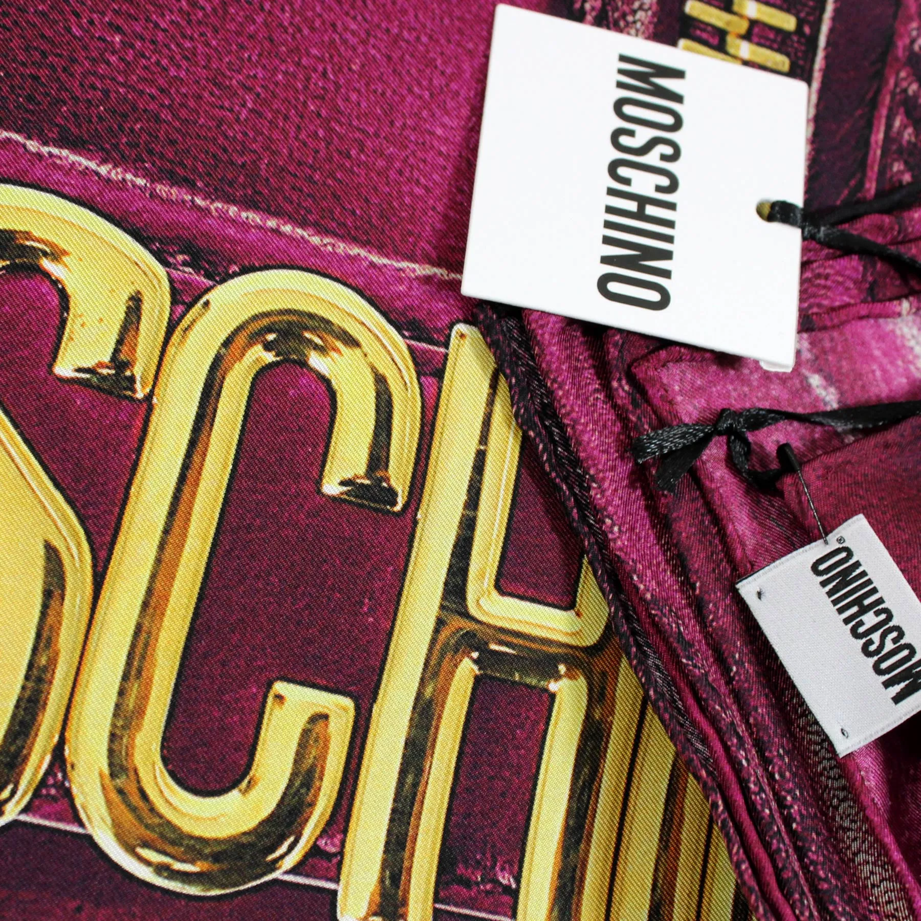 Moschino Scarf Magenta Leather Jacket - Large Square Silk Foulard SALE