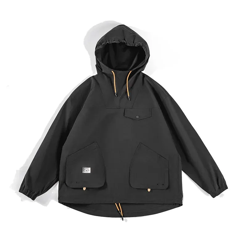 Mountain Multi-pocket Hooded men Jacket  oversized Windbreak