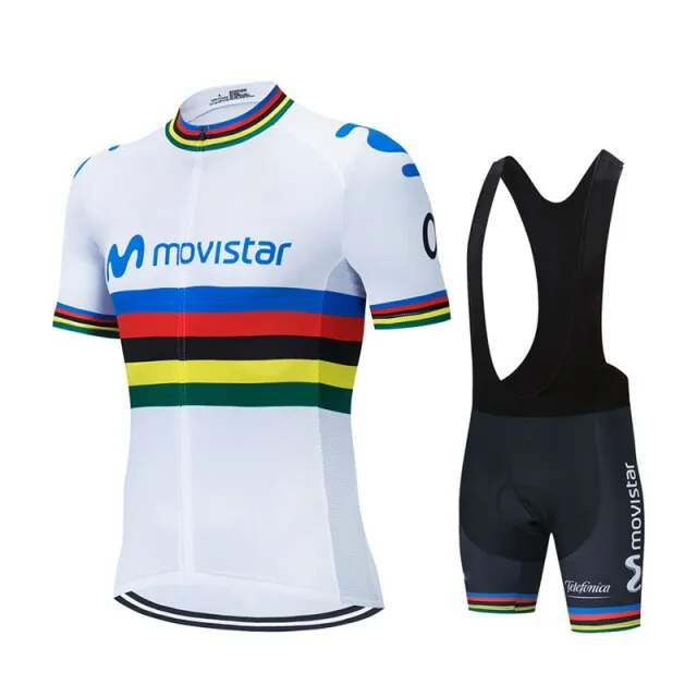 Movistar Pattern Men Summer Cycling Clothing Breathable