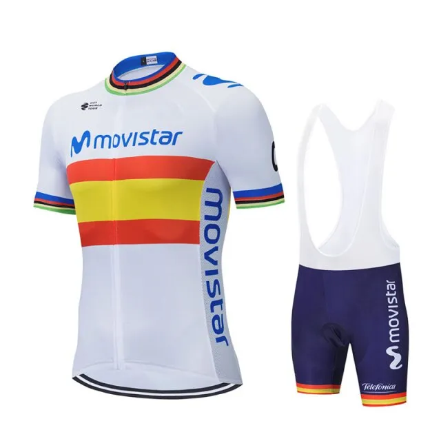 Movistar Pattern Men Summer Cycling Clothing Breathable