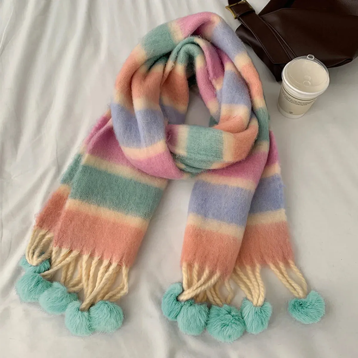 New Cashmere Thicked Warm Blanket Colorful Plaid Long Tassels Soft Wrap Scarf