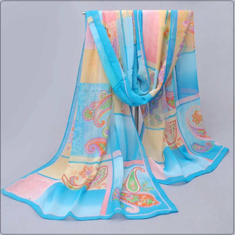 New foulard desigual Spring autumn thin silk scarves chiffon georgette women scarf summer sun hijab headscarf Headband