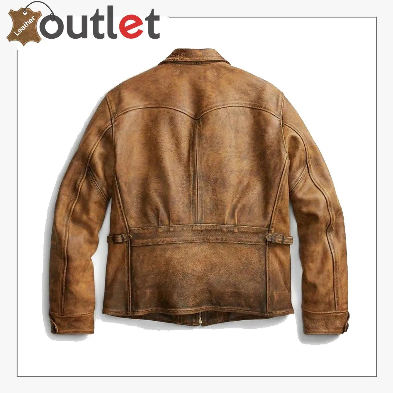 Newboy Vintage Style Distressed Tan Leather Jacket Mens