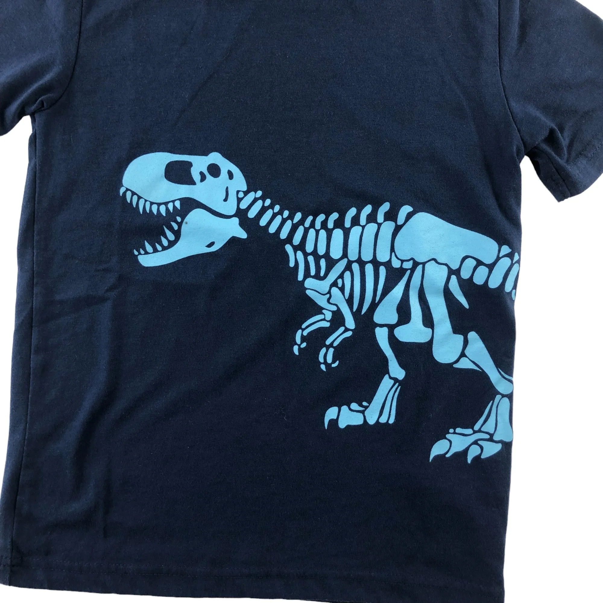 Next t-shirt 5-6 years navy T-Rex skeleton print short sleeve