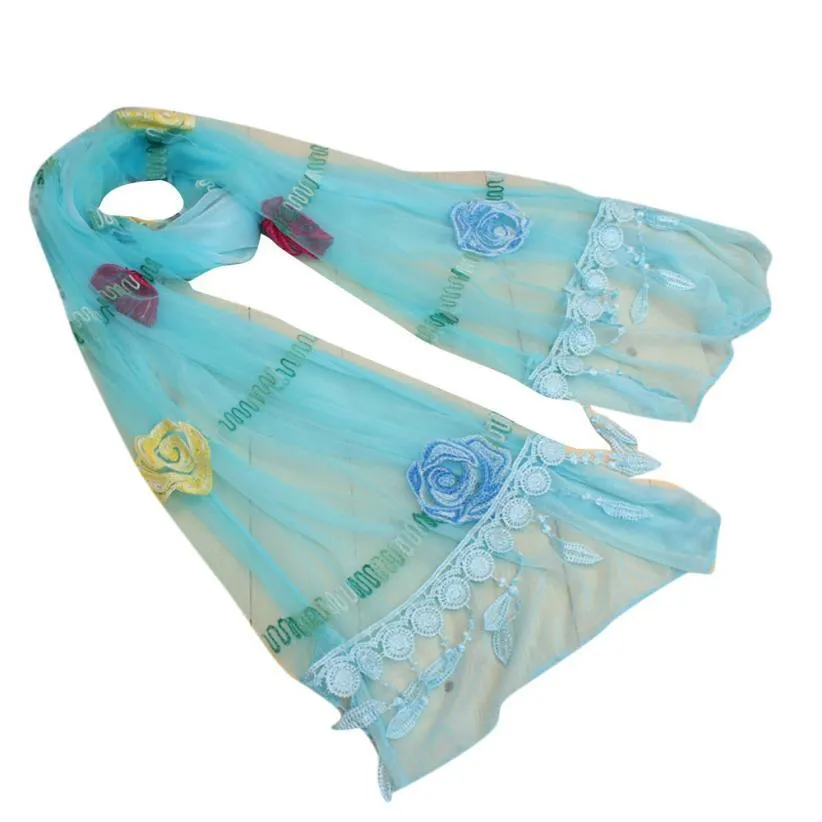 One Variant - 100% Chiffon Fashion Women Long Wrap Scarf Embroidery