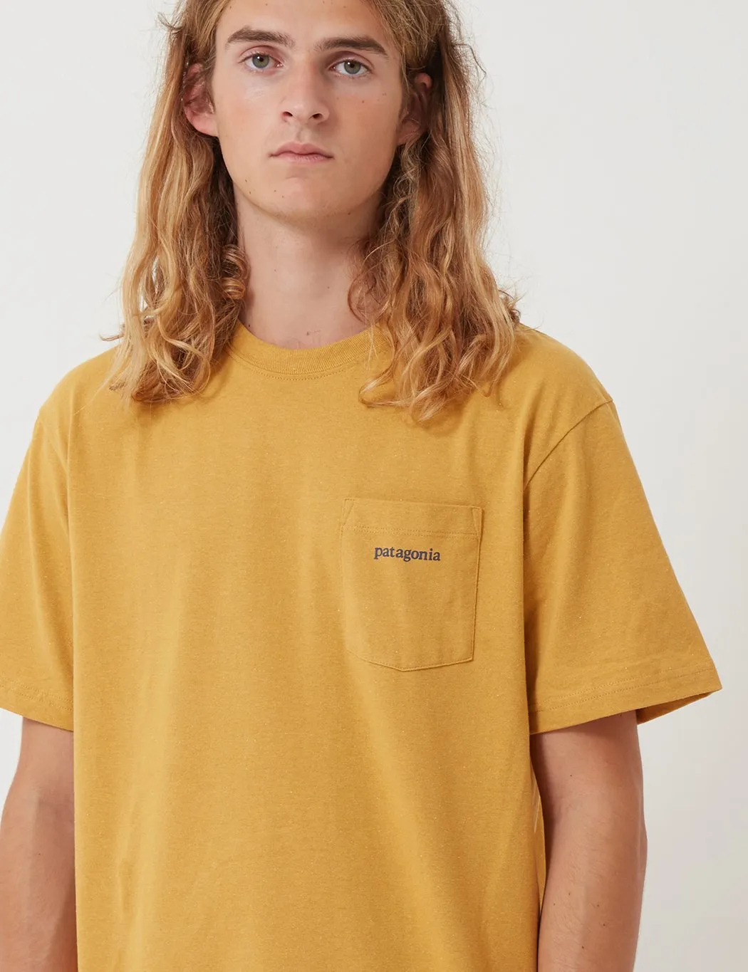 Patagonia Line Ridge Logo Pocket Responsibili-­Tee T­-Shirt - Glyph Gold