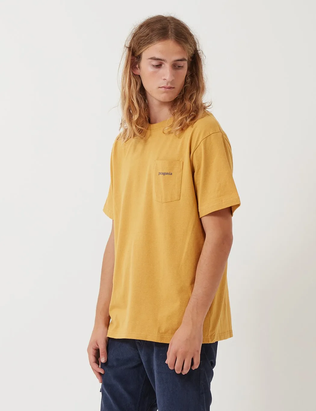 Patagonia Line Ridge Logo Pocket Responsibili-­Tee T­-Shirt - Glyph Gold