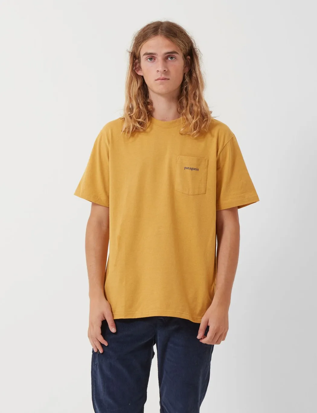 Patagonia Line Ridge Logo Pocket Responsibili-­Tee T­-Shirt - Glyph Gold