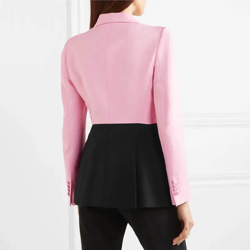 Pink Black Colour Block Blazer