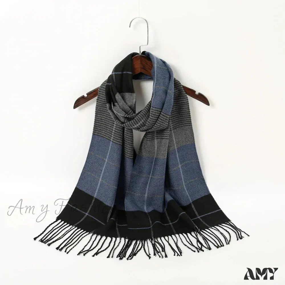 Plaid Print Cashmere Winter Pashmina Scarf - Luxury Travel Essential