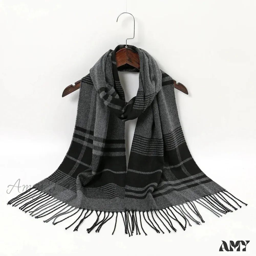 Plaid Print Cashmere Winter Pashmina Scarf - Luxury Travel Essential