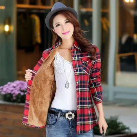 Plaid Shirt Velvet Thick Jacket Style Coat