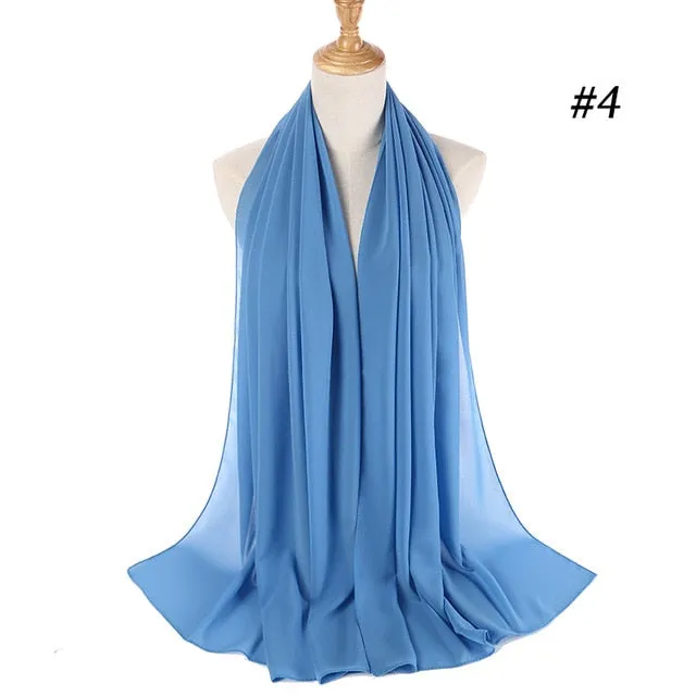 Plain bubble chiffon scarf hijab wrap solid color shawls and scarves