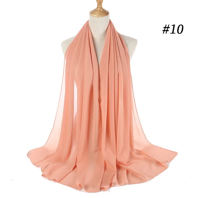 Plain bubble chiffon scarf hijab wrap solid color shawls and scarves