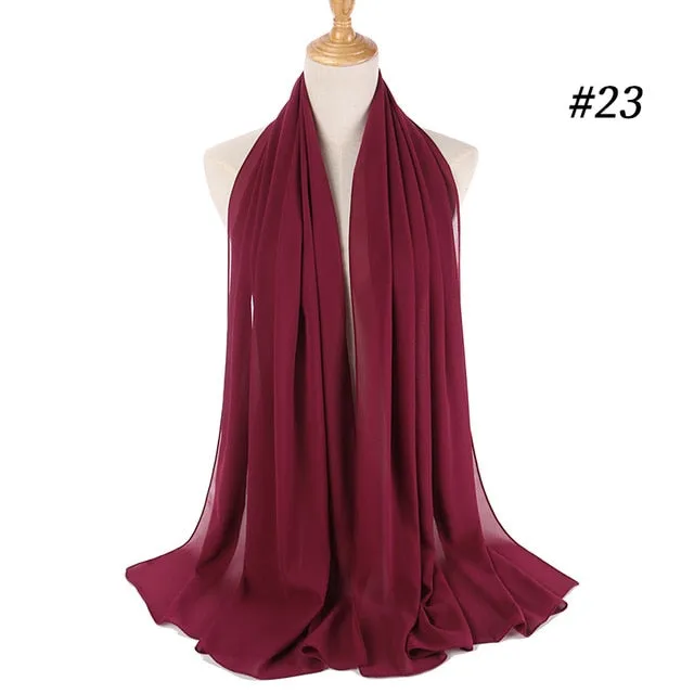 Plain bubble chiffon scarf hijab wrap solid color shawls and scarves