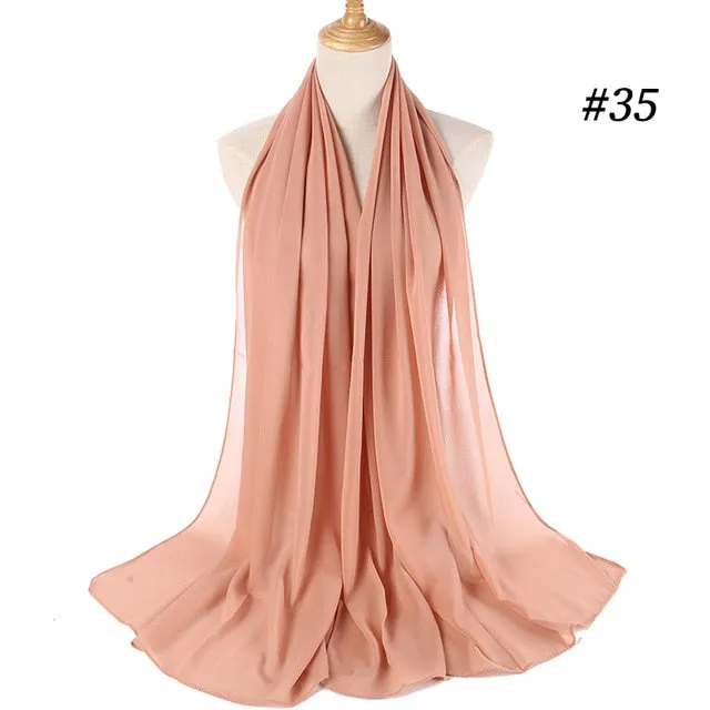 Plain bubble chiffon scarf hijab wrap solid color shawls and scarves