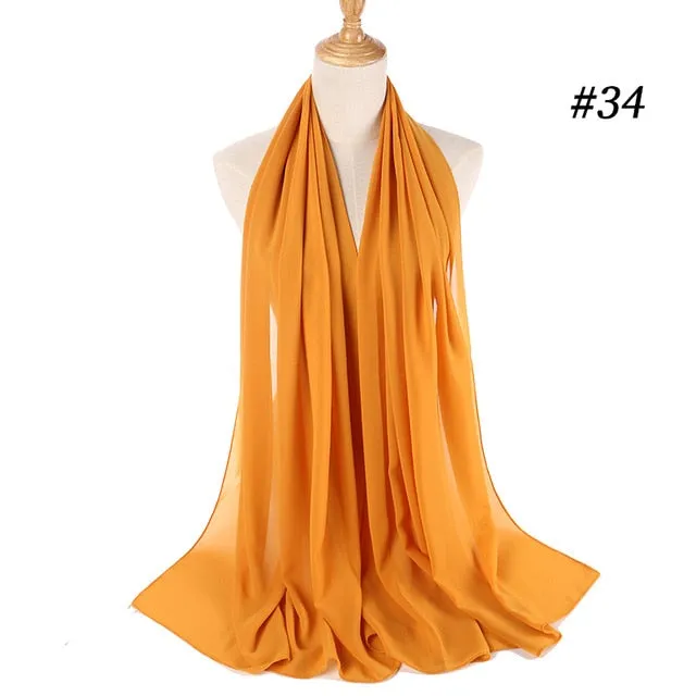 Plain bubble chiffon scarf hijab wrap solid color shawls and scarves