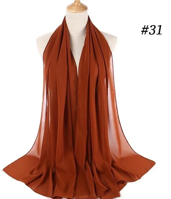 Plain bubble chiffon scarf hijab wrap solid color shawls and scarves