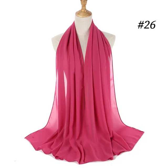 Plain bubble chiffon scarf hijab wrap solid color shawls and scarves