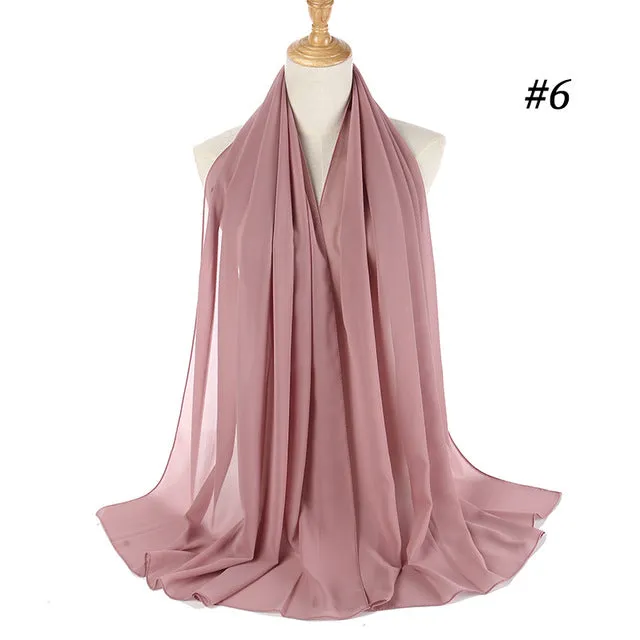 Plain bubble chiffon scarf hijab wrap solid color shawls and scarves